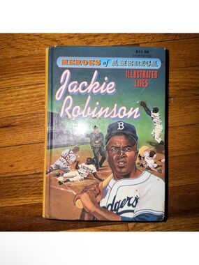 Vintage Jackie Robinson Illustrated Lives Hardcover Book - Blue/Green Cover